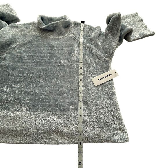DKNY Jeans Blue Mock-neck Chenille Sweater Raglan Sleeves NWT - Picture 7 of 8